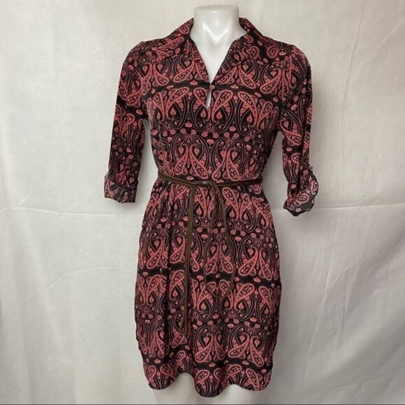 Teenplo Paisley  Black Pink Long Sleeve Mini Dress Size S - Picture 3 of 10